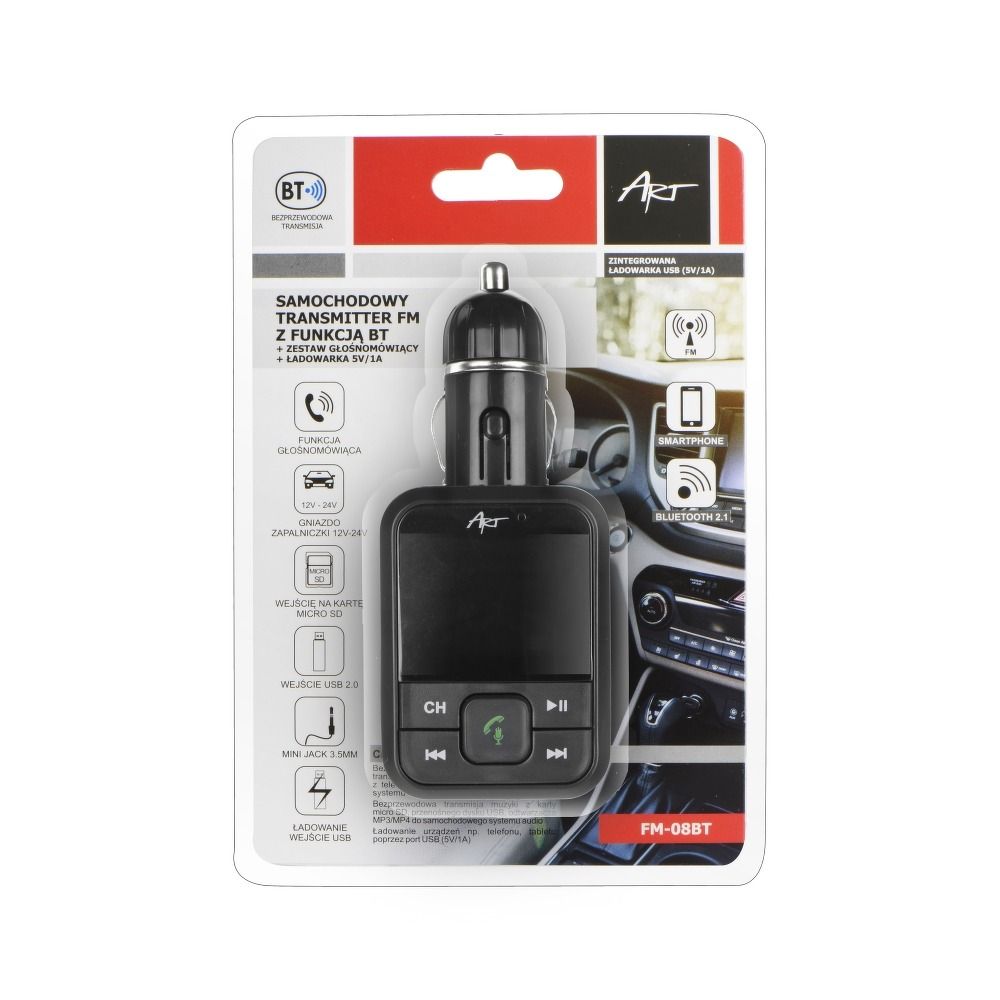 Transmitter FM MP3 with bluetooth + USB + memory card FM-08BT
