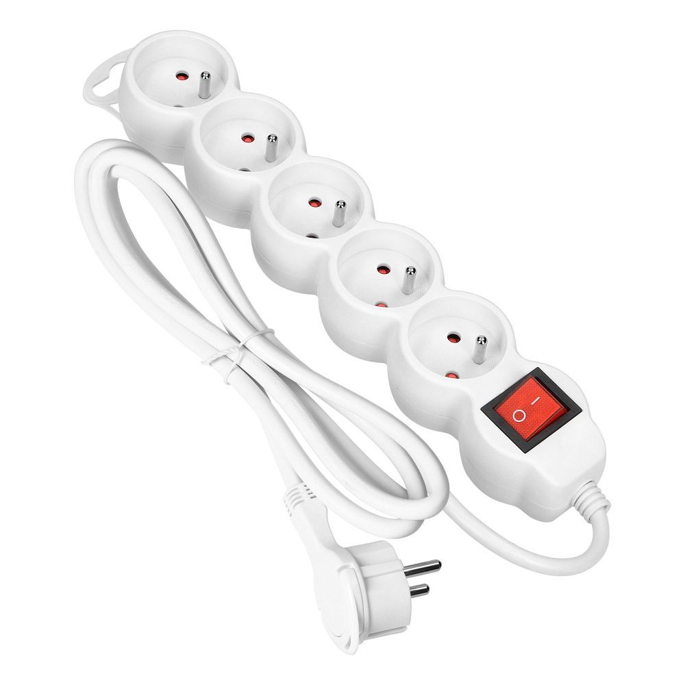 Extension cord 5x2P+Z,ON/OFF,1,5m,3x1,5,white (ES-7/W/1,5)