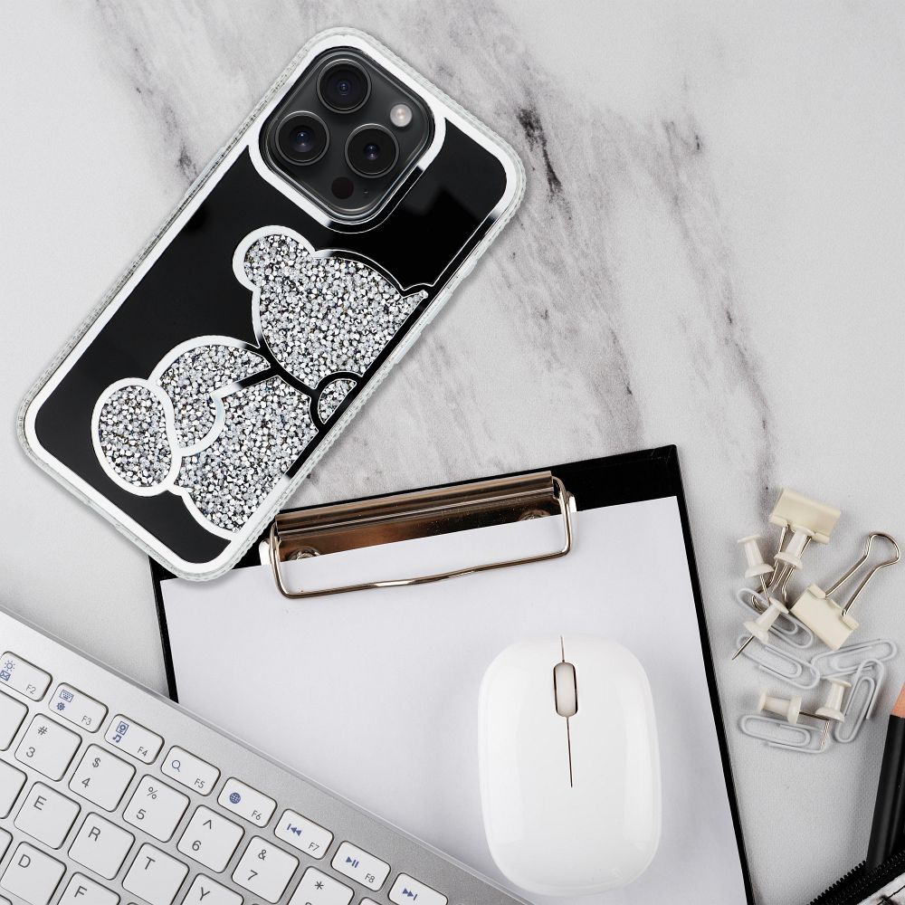 Futerał TEDDY BEAR do IPHONE 16 Pro Max srebrny