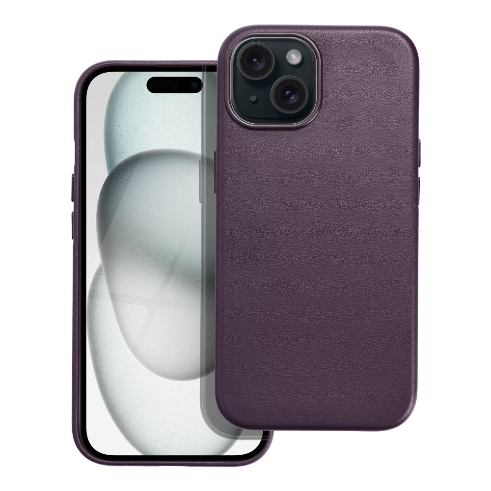Bőr MAG COVER tok IPHONE 15 sötét lila
