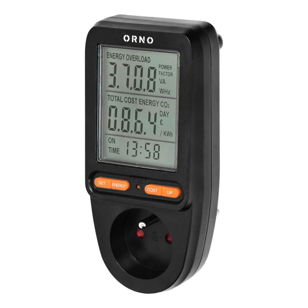 Energiakalkulátor LCD kijelzővel, fekete (OR-WAT-435/B)