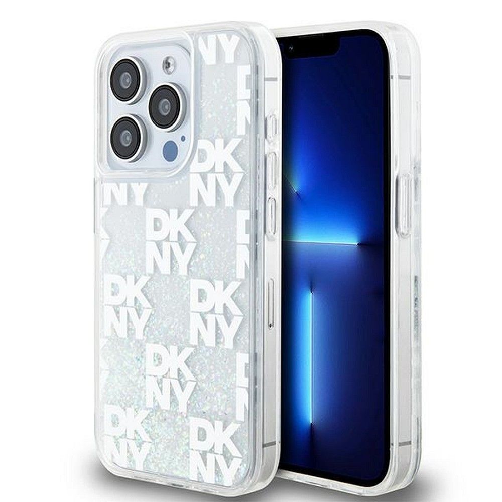 DKNY tok IPHONE 15 Pro DKHCP15LLCPEPT (DKNY HC Liquid Glitters W/Checkered Pattern) fehér