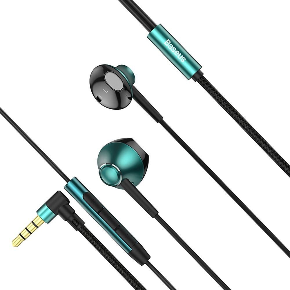 BASEUS vezetékes fülhallgató Jack 3,5 mm mikrofonnal Encok H06 zöld