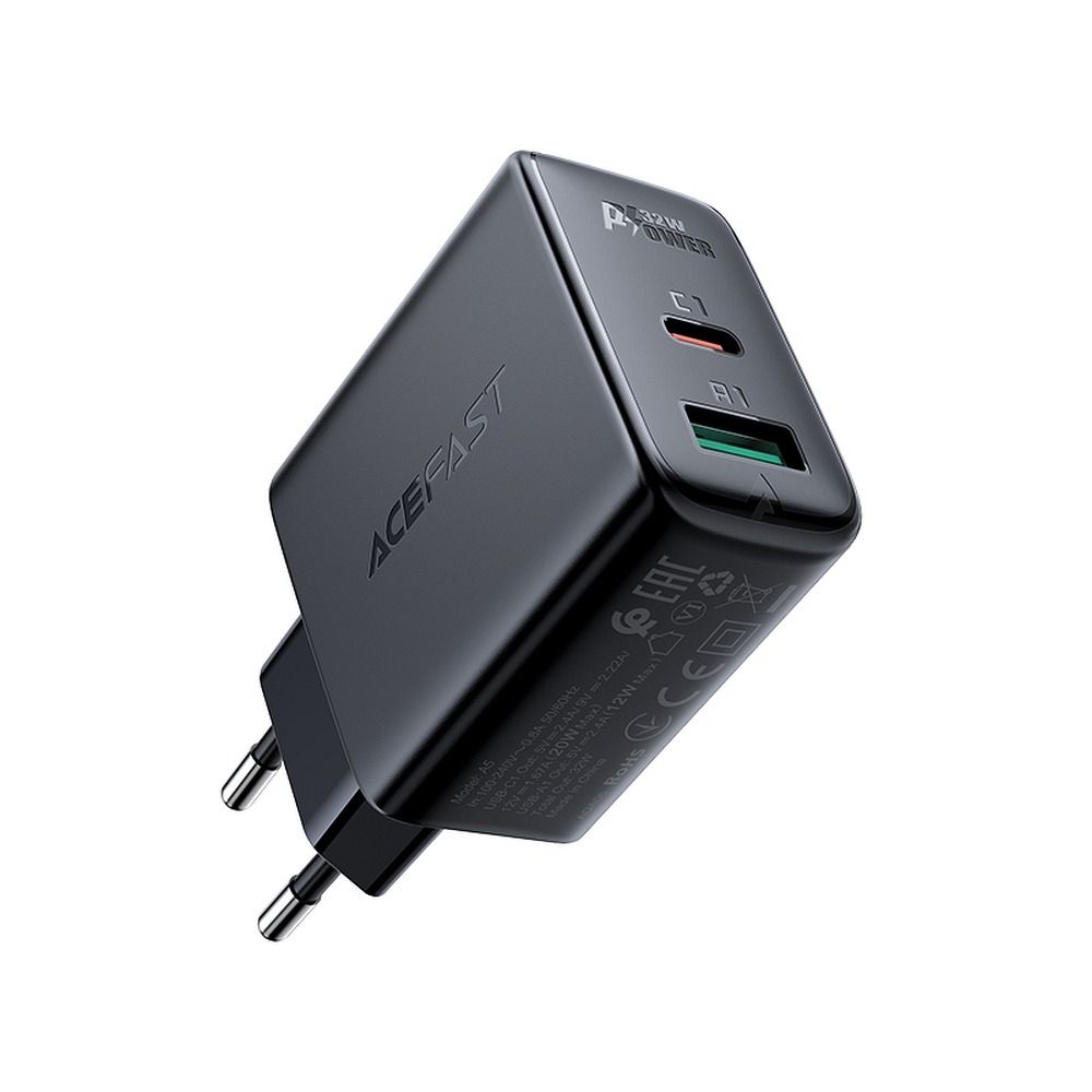 ACEFAST Type C + USB QC3.0 PD32W A5 fekete töltő