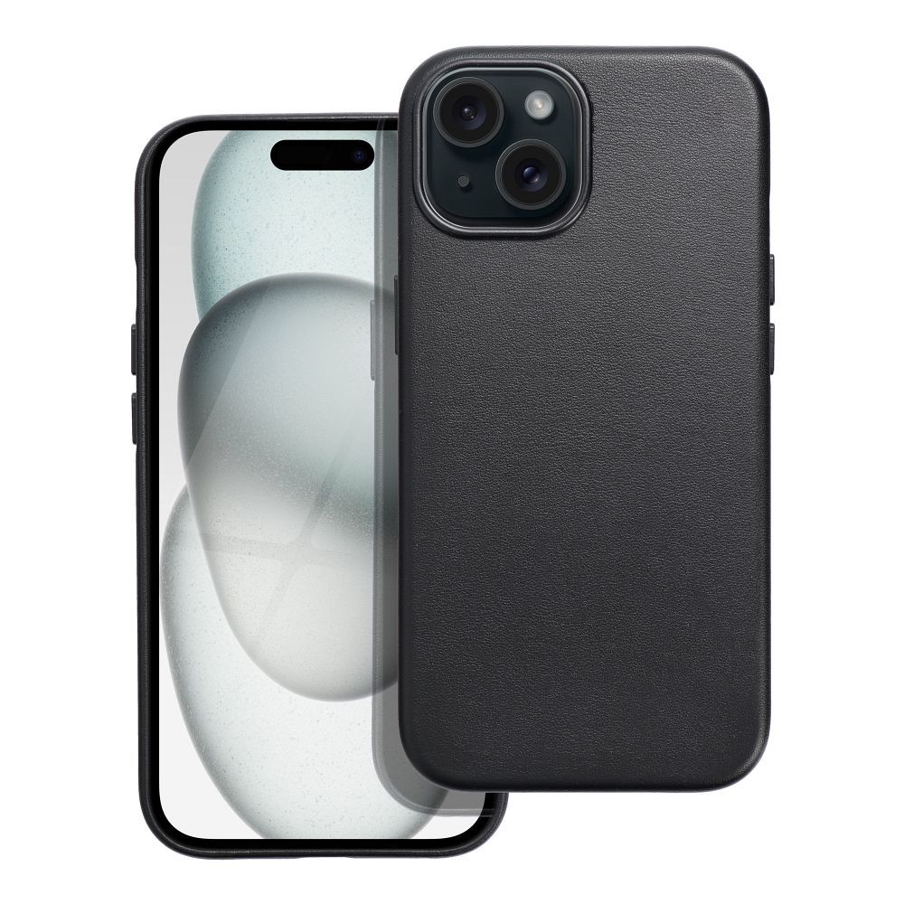 Bőr MAG COVER tok IPHONE 15-höz fekete