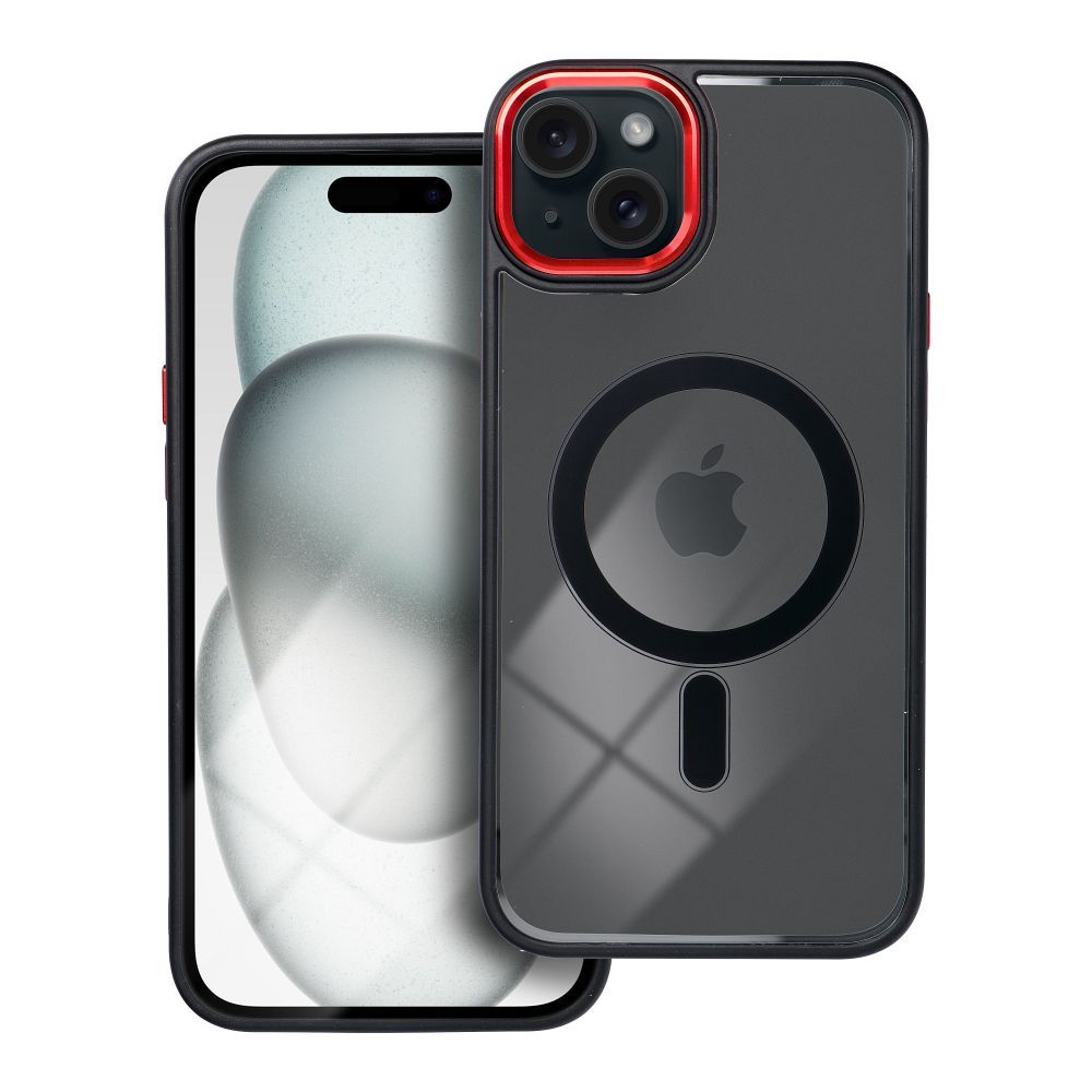 COLOR EDGE MAG COVER tok kompatibilis MagSafe-el IPHONE 15 Plus fekete piros