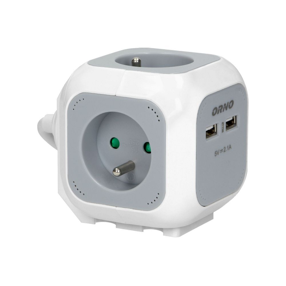 Hosszabbítókábel, 4 E-típusú aljzat, 2 x USB, 1,4 m kábel (OR-AE-13144)