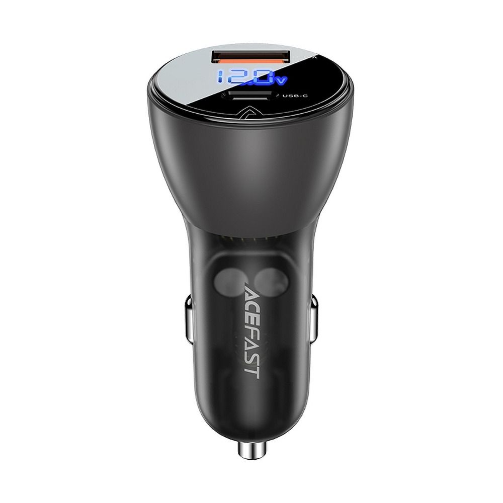 ACEFAST autós töltő Typ C + USB LCD QC3.0 PD63W B6 fém átlátszó fekete
