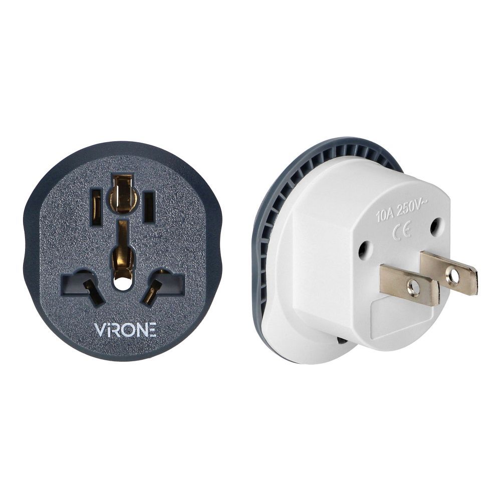 Utazóadapter – USA-ba, 250V, 10A, (TA-8) fehér-grafit