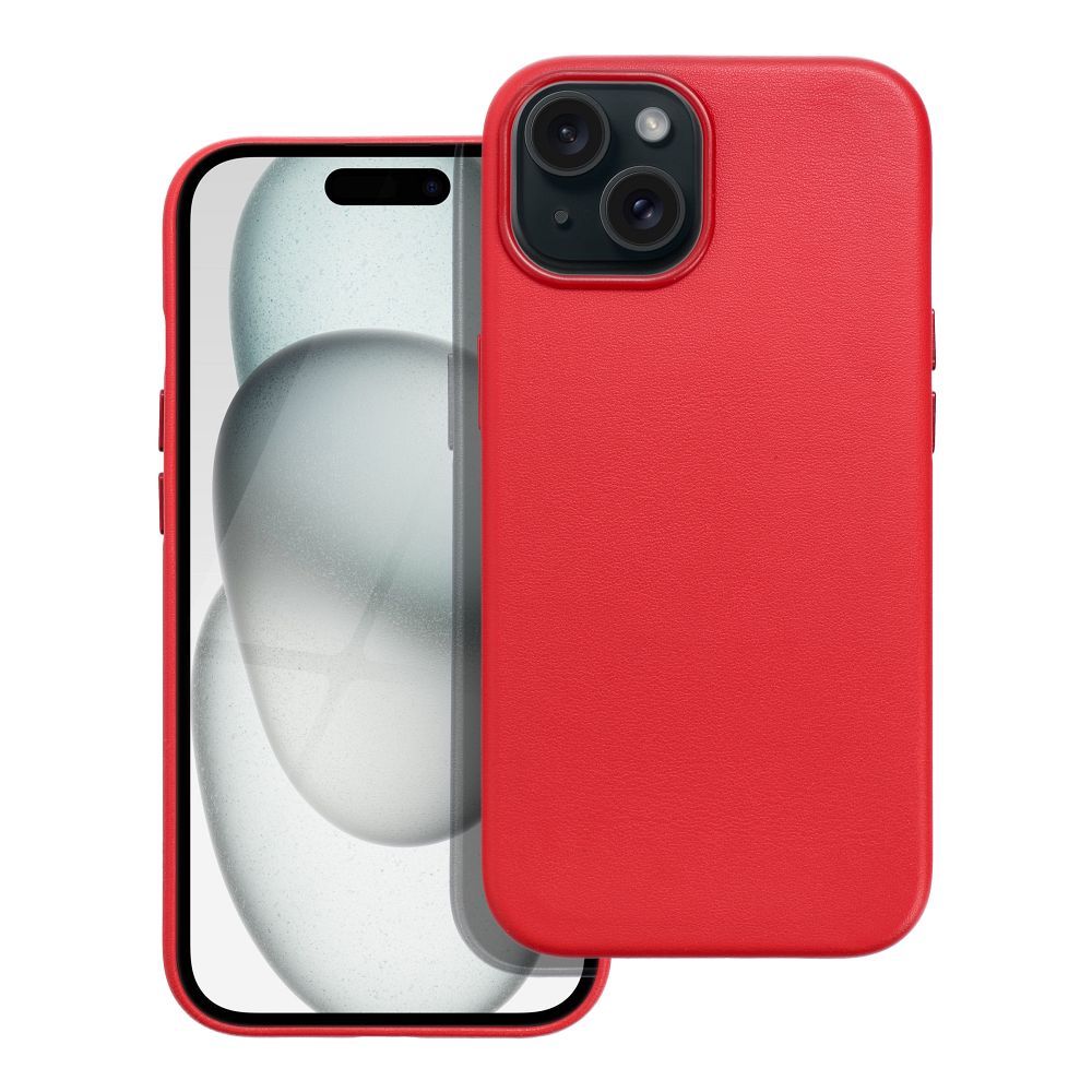 Bőr MAG COVER tok IPHONE 15-hez piros