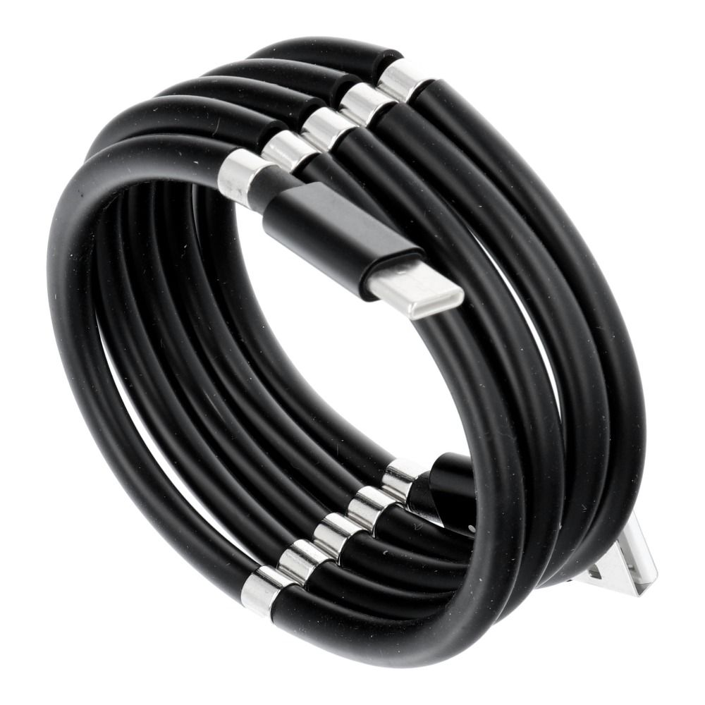 USB kábel – Typ C mágneses 2,4A C686 fekete 1 méter