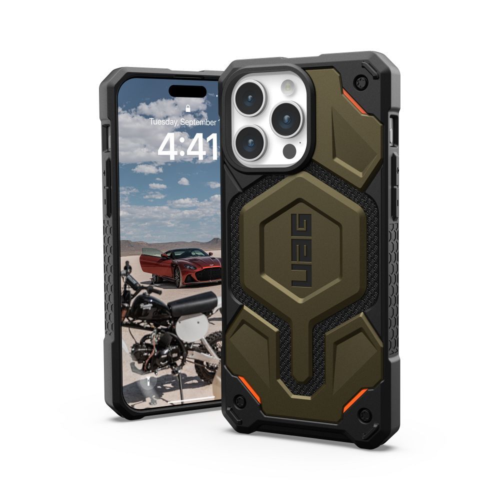 (UAG) Urban Armor Gear Monarch Pro IPHONE 15 PRO MAX MagSafe kompatibilis, zöld kevlar elem