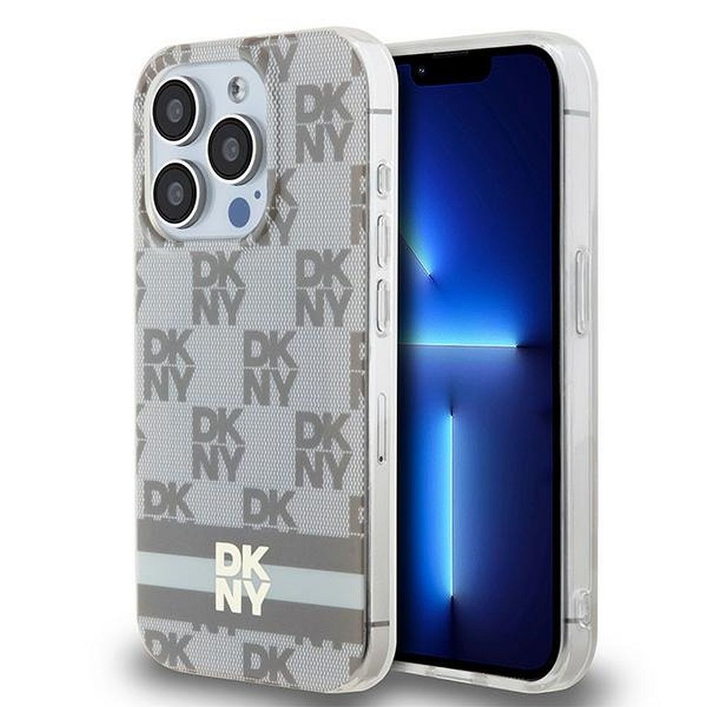 DKNY tok IPHONE 14 Pro-hoz, MagSafe kompatibilis DKHMP14LHCPTSE (DKNY HC MagSafe PC TPU Kockás Minta Nyomtatott Csíkokkal) bézs