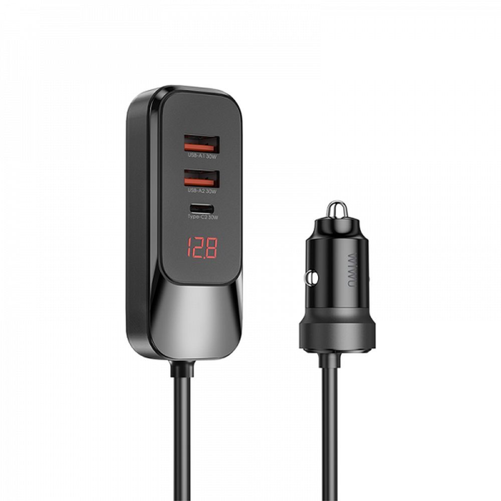 WiWU – Hosszabbító Autós Töltő Wi-QC015 120W PD+QC 2xUSB A + 2xUSB C