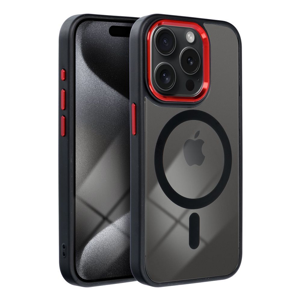 COLOR EDGE MAG COVER tok MagSafe kompatibilis IPHONE 16-hoz fekete piros