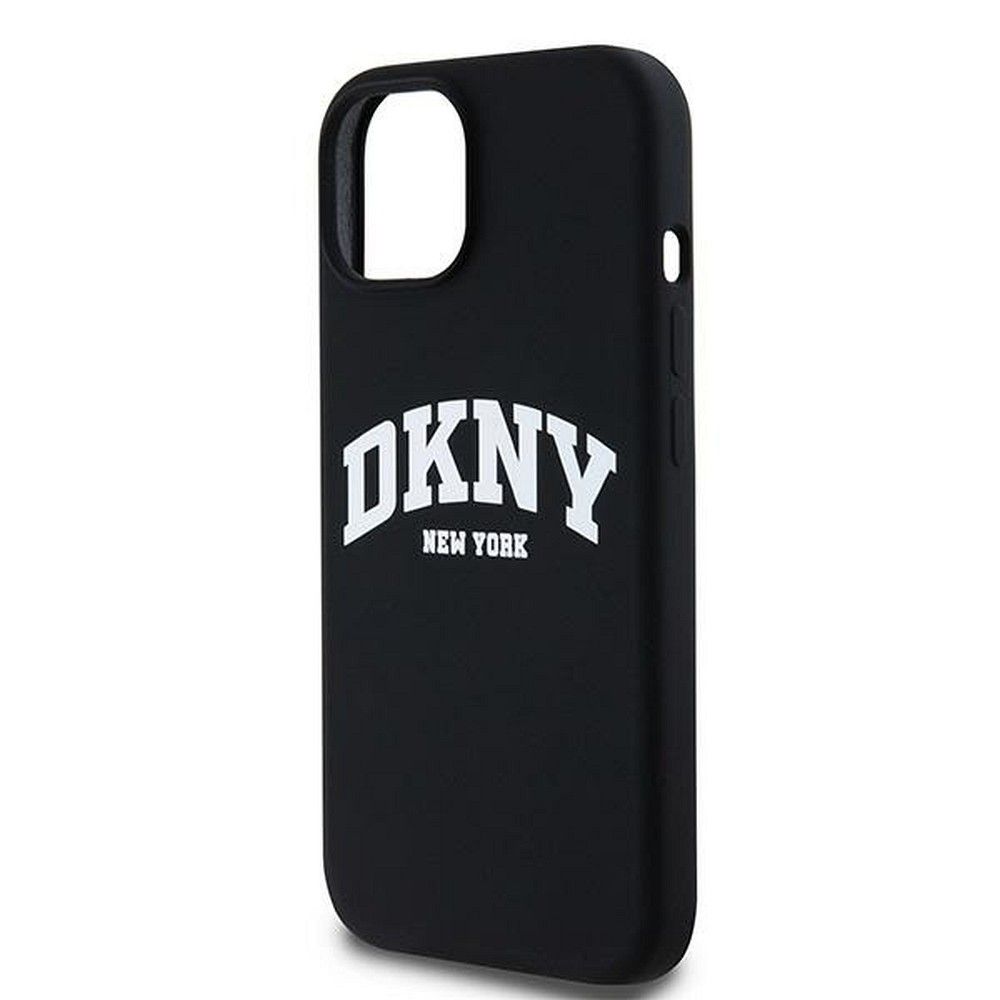 DKNY tok IPHONE 12 / 12 Pro-hoz, MagSafe kompatibilis DKHMP12MSNYACH (DKNY HC MagSafe Szilikon Fehér Ív Logóval) fekete