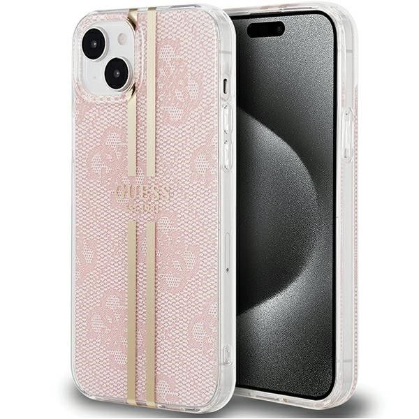 GUESS case for IPHONE 15 GUHCP15SH4PSEGP (4G Gold  Stripe) pink