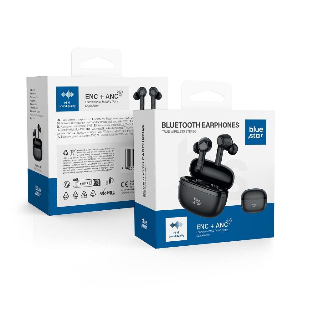 Blue Star TWS AC20E modell ANC és ENC funkciókkal – fekete