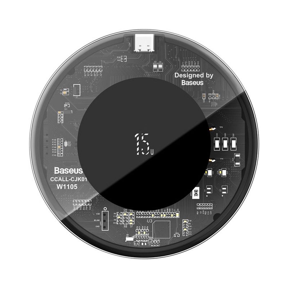BASEUS vezeték nélküli töltő SIMPLE 15W átlátszó WXJK-BA02 / WXJK-F02