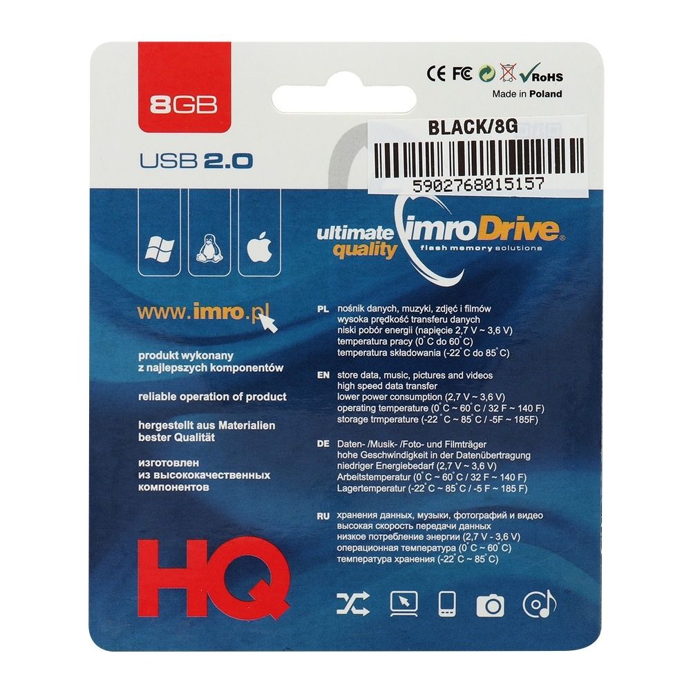 IMRO pendrive BLACK 8GB USB2.0