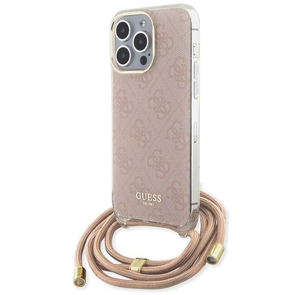 GUESS tok IPHONE 15 Pro GUHCP15LHC4SEP (Crossbody Cord 4G Print) rózsaszín