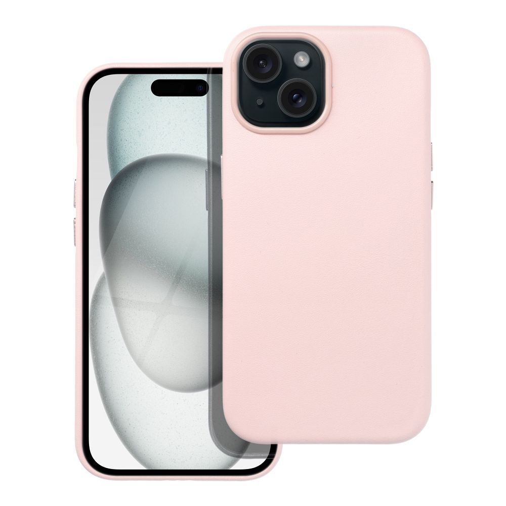 LEATHER MAG COVER case for IPHONE 15 sand pink