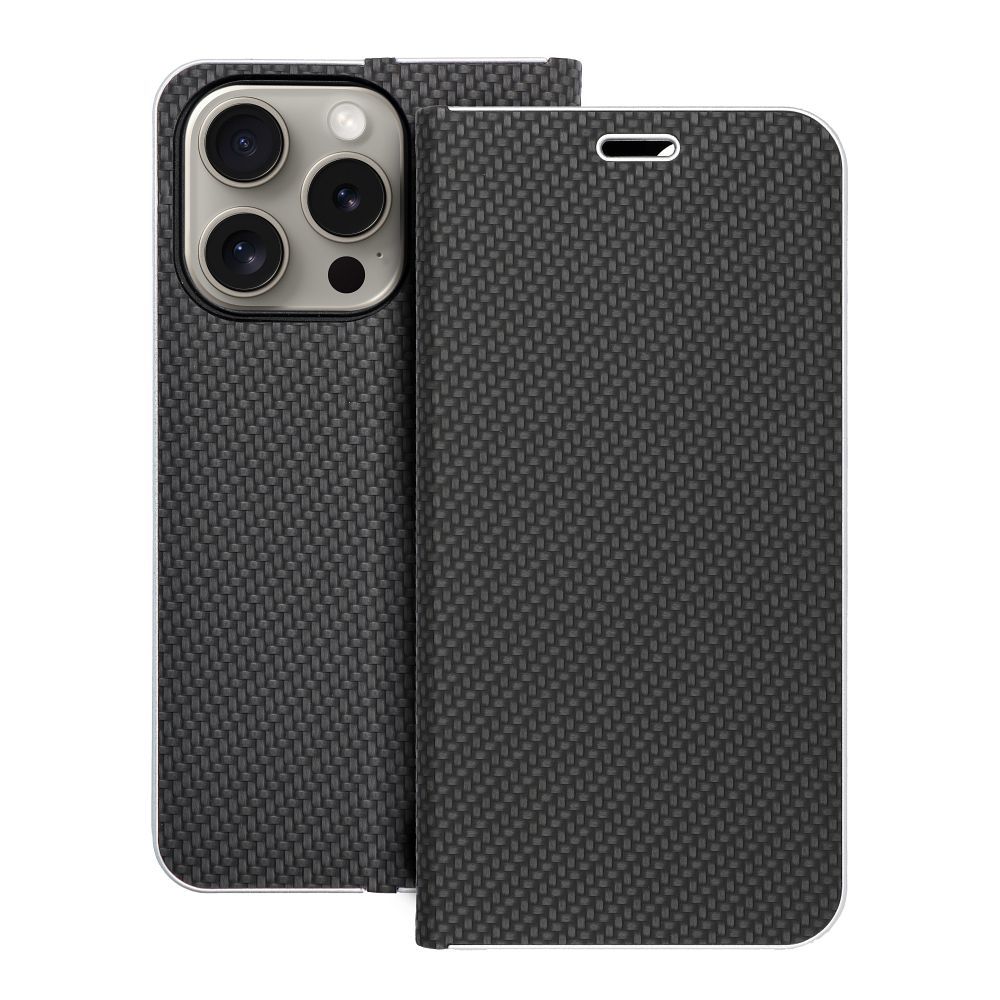LUNA Book Carbon for IPHONE 15 Pro fekete