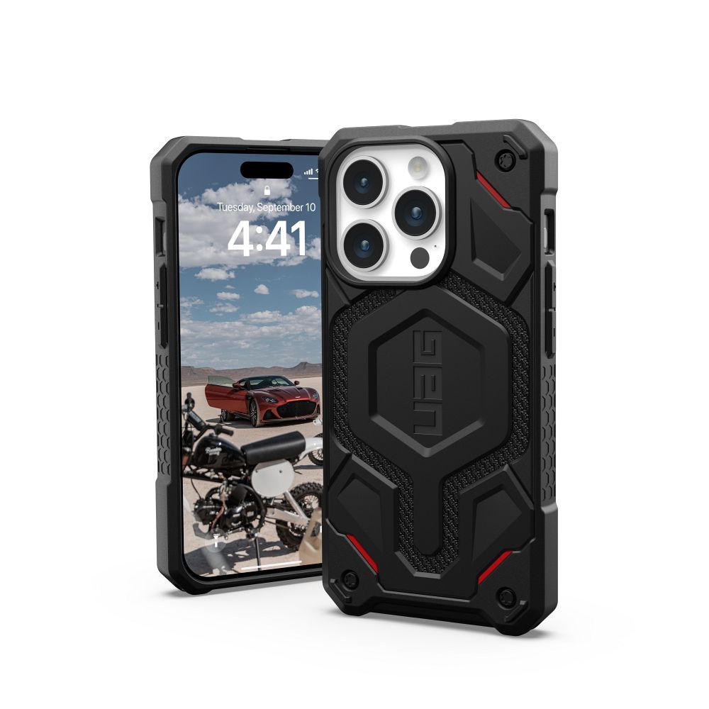 (UAG) Urban Armor Gear Monarch Pro IPHONE 15 PRO-hoz MagSafe kompatibilis, kevlar fekete