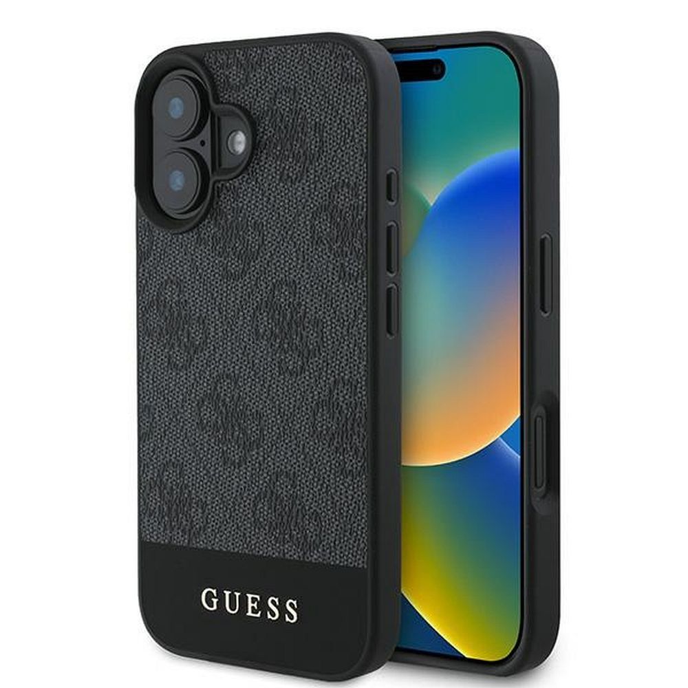 GUESS tok IPHONE 16 Plus GUHCP16MG4GLGR (PC/TPU 4G PU Alsó Csík) szürke