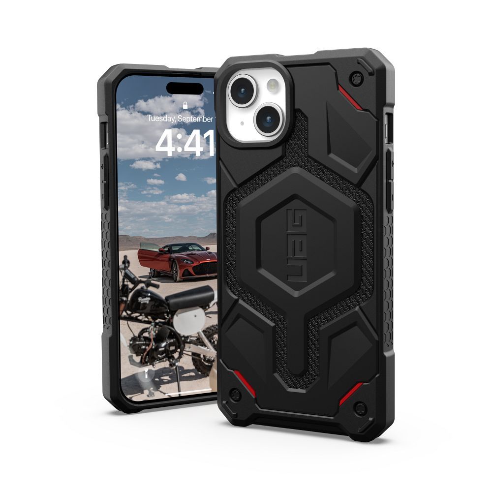 (UAG) Urban Armor Gear Monarch Pro IPHONE 15 PLUS-hoz MagSafe kompatibilis, kevlar fekete