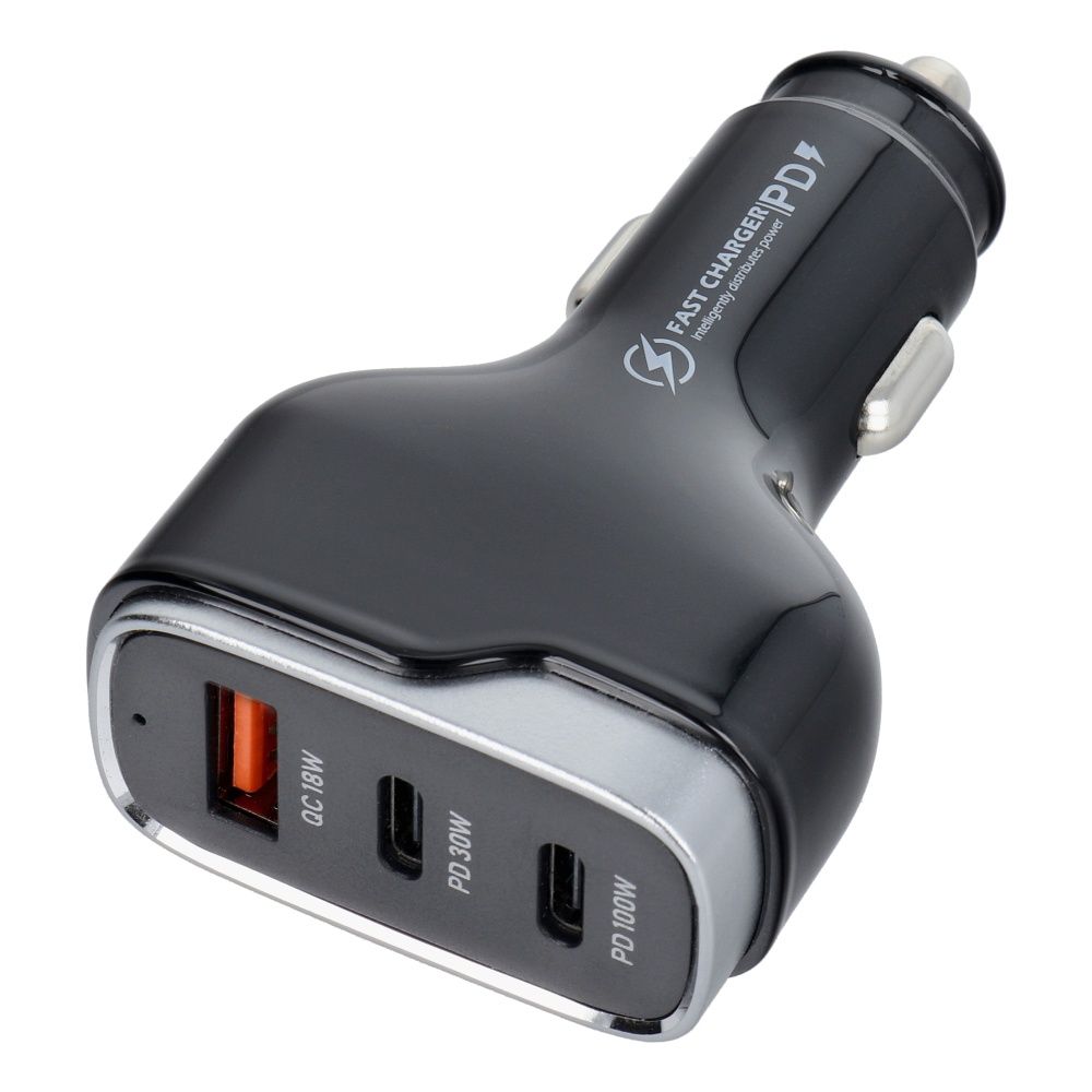 Autós töltő USB A + 2 x Type C PD QC3.0 3A 138W CC53-2C1A fekete