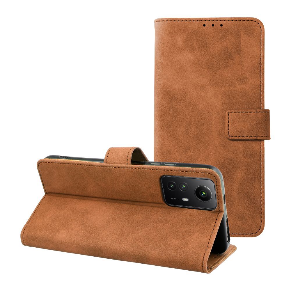 TENDER könyvtok XIAOMI Note 12S-hez barna