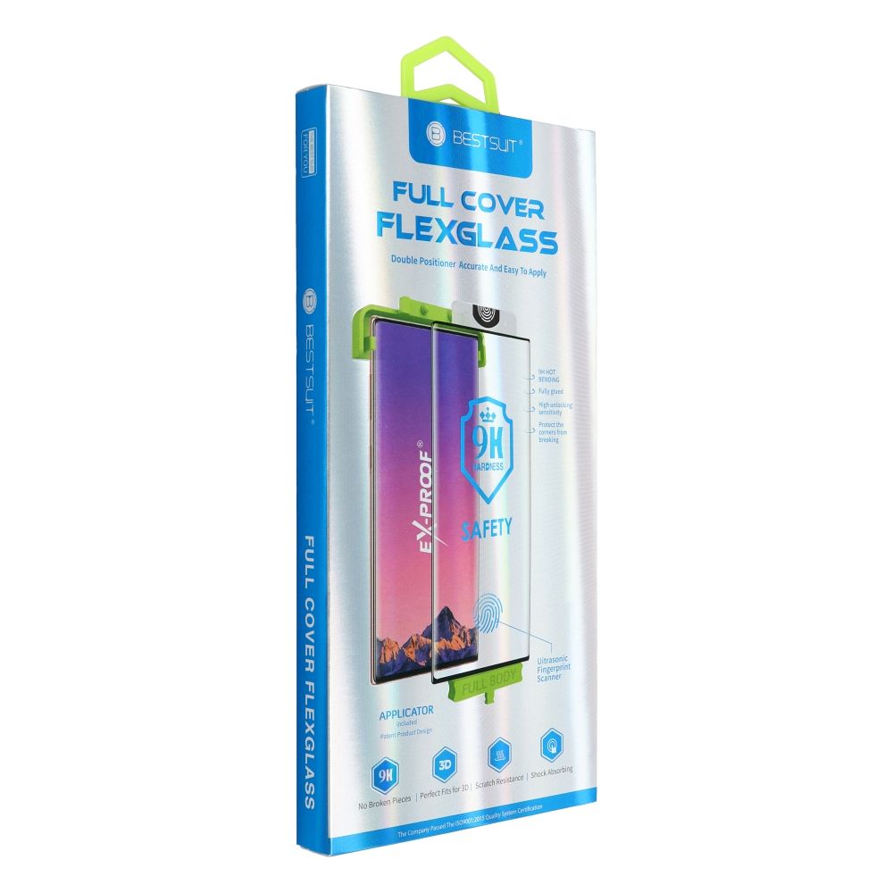 Bestsuit Flexible 5D Full Glue hibrid üveg Samsung Galaxy S24 Ultra fekete (Hot Bending) – működő ujjlenyomat-olvasó