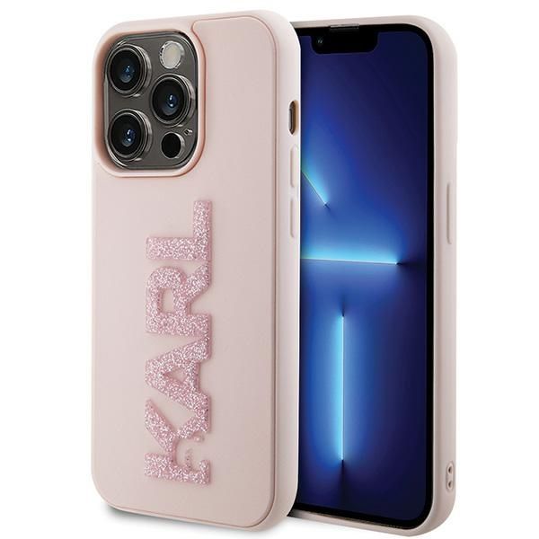 KARL LAGERFELD tok IPHONE 15 Pro KLHCP15L3DMBKCP (3D Logó Csillogás) rózsaszín