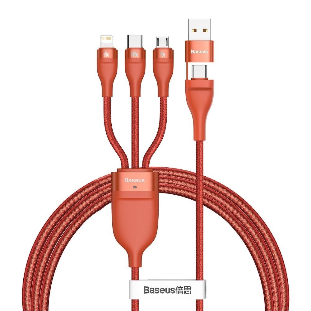 BASEUS USB / Type-C 4w1 kábel Type-C to Micro + Lightning 8-tűs + Type-C 100W PD Qi narancssárga CA2T3-07