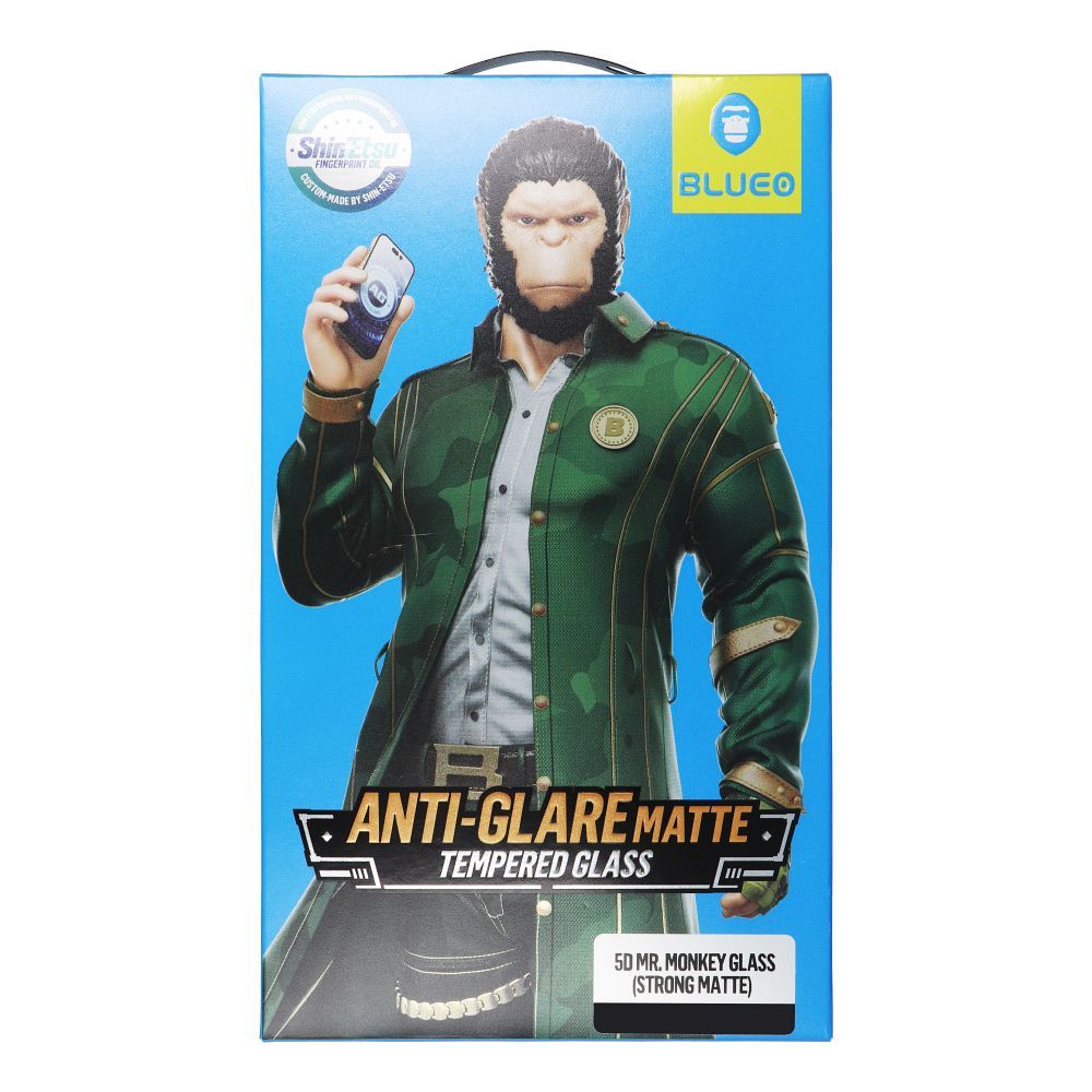 5D Mr. Monkey Glass – Apple iPhone 13 Pro / 14 fekete (Erős Matt)
