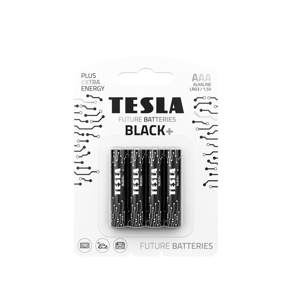 TESLA alkáli elem R3 (AAA) Fekete+ [4×120] 4 db