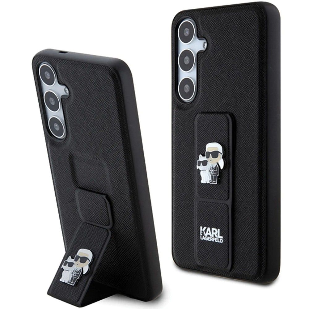 KARL LAGERFELD tok SAMSUNG S24 Ultra KLHCS24LGSAKCPK (GRIPSTAND SAFFIANO KC PINS) fekete