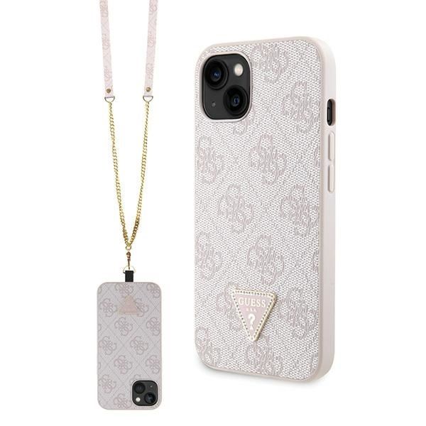 GUESS tok IPHONE 13 / 14 / 15 GUHCP14SP4TDSCPP (Crossbody 4G Fém Logó) rózsaszín