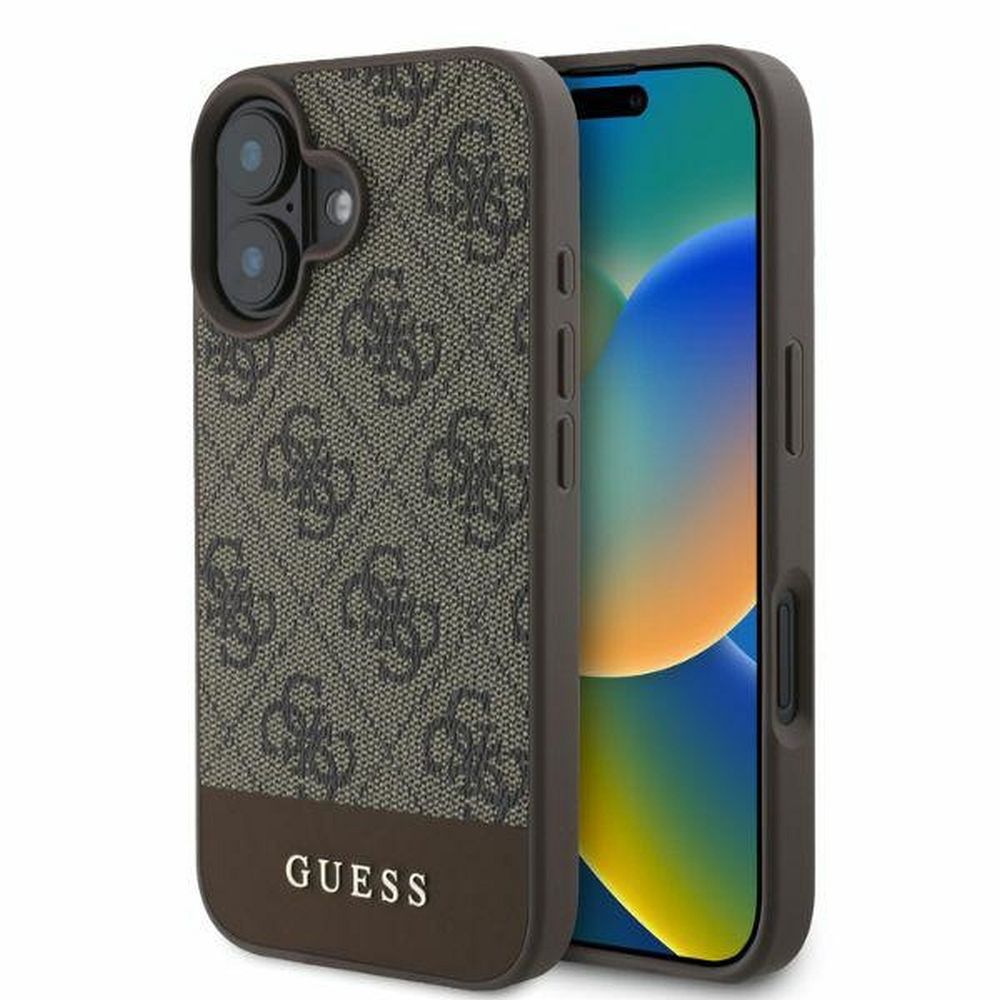 GUESS tok IPHONE 16 GUHCP16SG4GLBR (PC/TPU 4G PU Alsó Csík) barna
