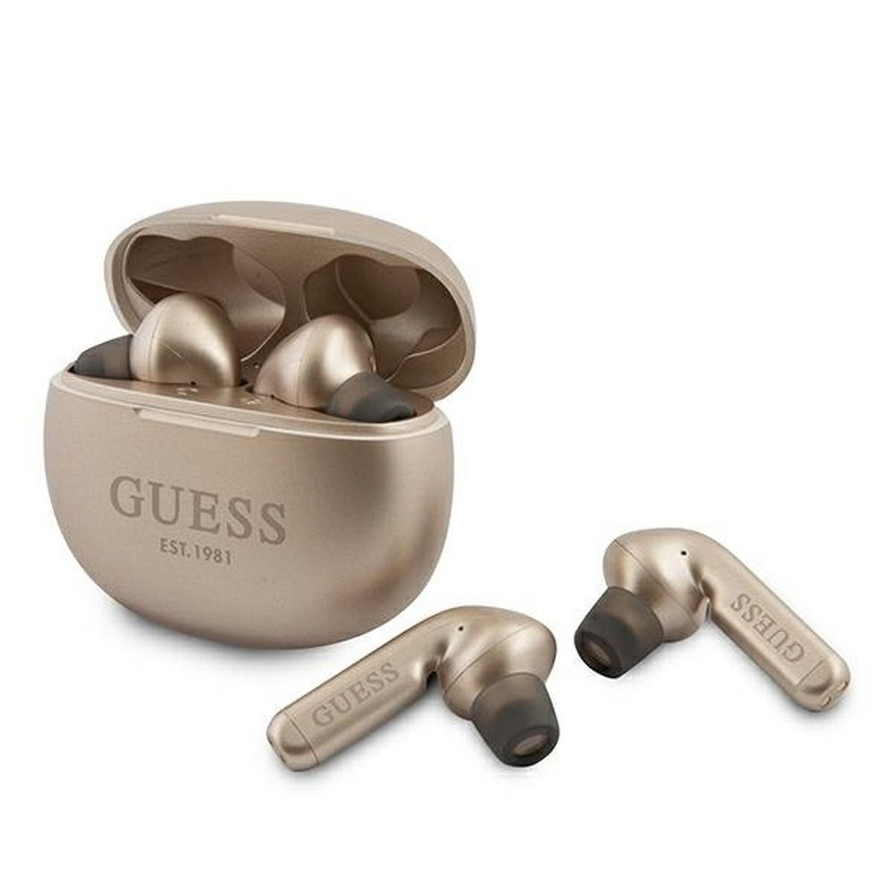 Bluetooth Fülhallgató Stereo TWS GUESS V5.0 4ÓRA ZENEIDŐ Dokkállomással Arany (GUTWS1CGO)