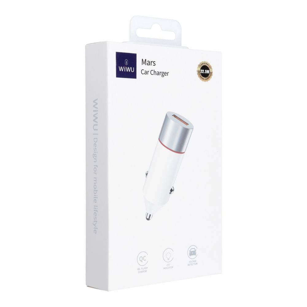 WiWU – Autós Töltő Mars Sorozat Wi-QC020 22.5W QC 1xUSB A – fehér