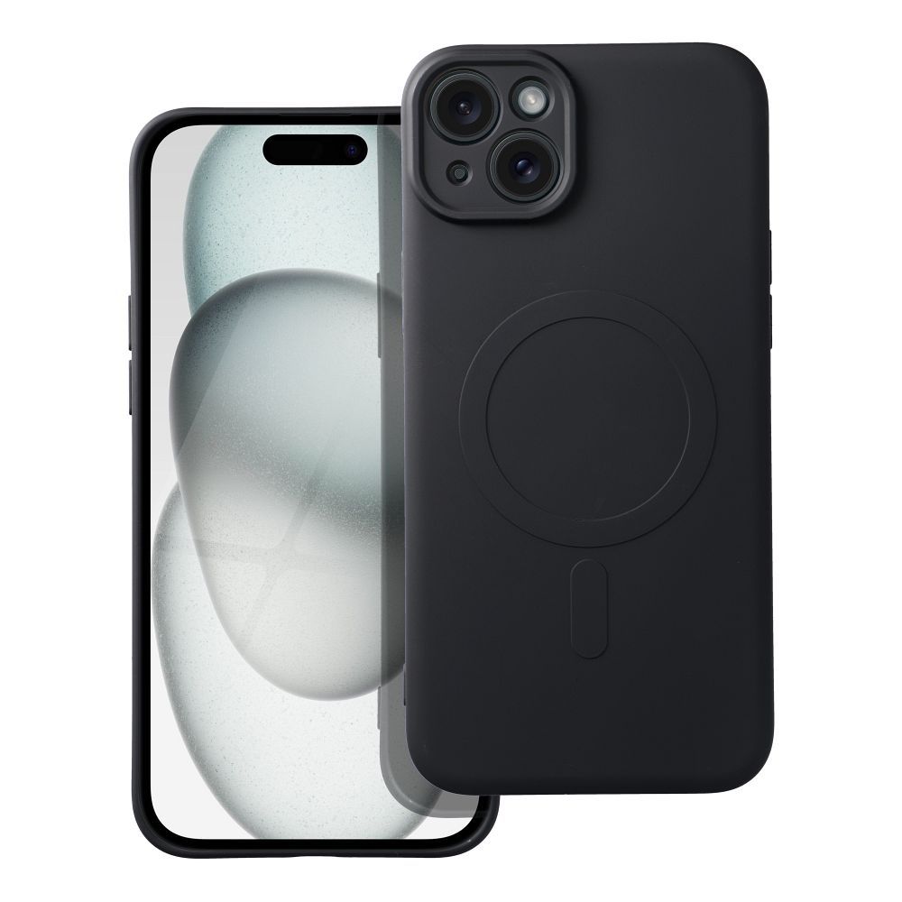 SILIKON MAG COVER tok MagSafe kompatibilis IPHONE 15 Plus-hoz fekete