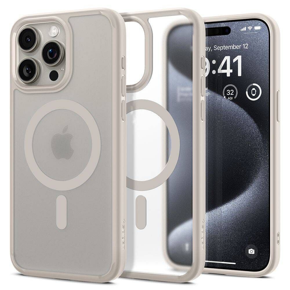 SPIGEN Ultra Hybrid Mag tok MagSafe kompatibilis IPHONE 16 Pro Max számára, frost természetes titán