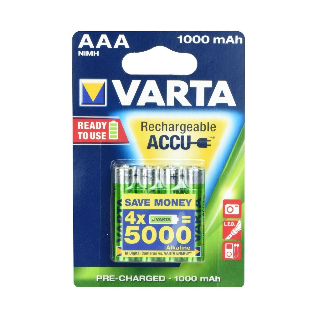 VARTA újratölthető elem R3 (AAA) 1000 mAh azonnal használható 4 db