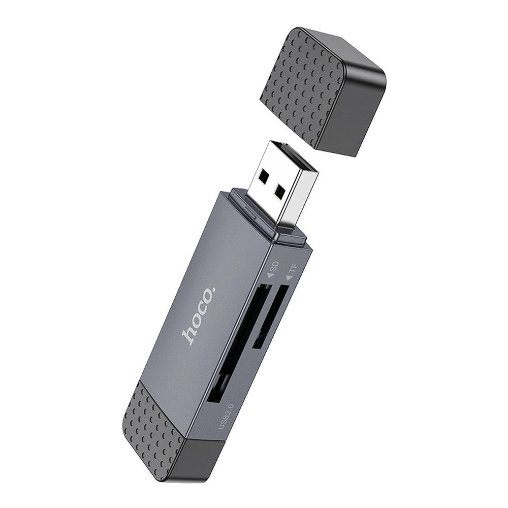 HOCO 2in1 USB A + Type C 3.0 kártyaolvasó fém szürke