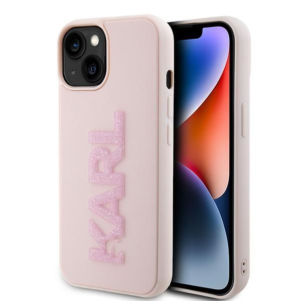 KARL LAGERFELD tok IPHONE 15 KLHCP15S3DMBKCP (3D Logo Glitter) rózsaszín