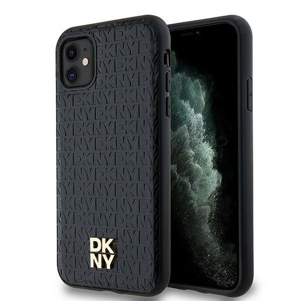 DKNY tok IPHONE 11-hez, MagSafe kompatibilis DKHMN61PSHRPSK (DKNY HC MagSafe PU ismétlődő minta W/Stack logó) fekete