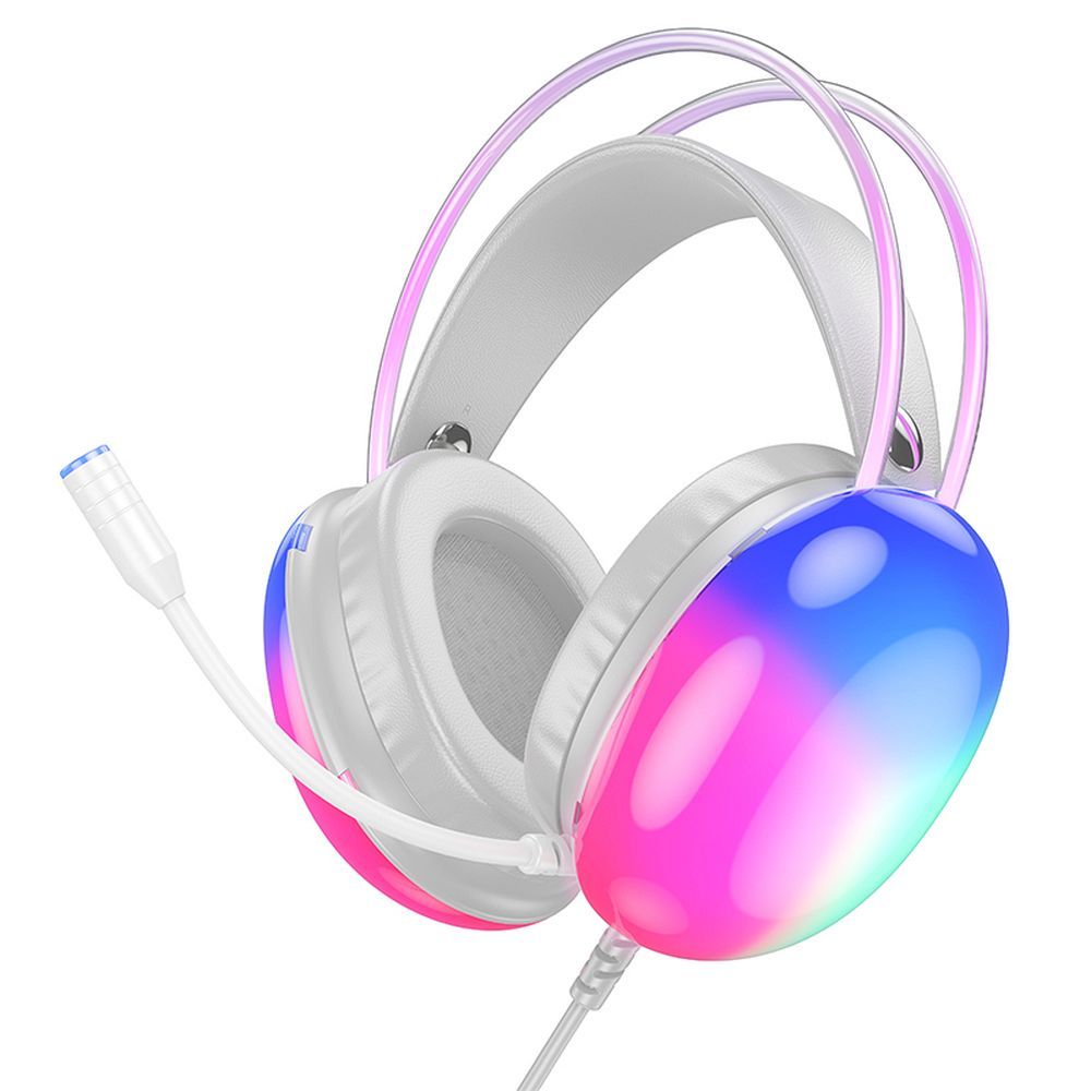 HOCO vezetékes fejhallgató USB A / Jack 3,5 mm mikrofonnal W109 GAMING fehér