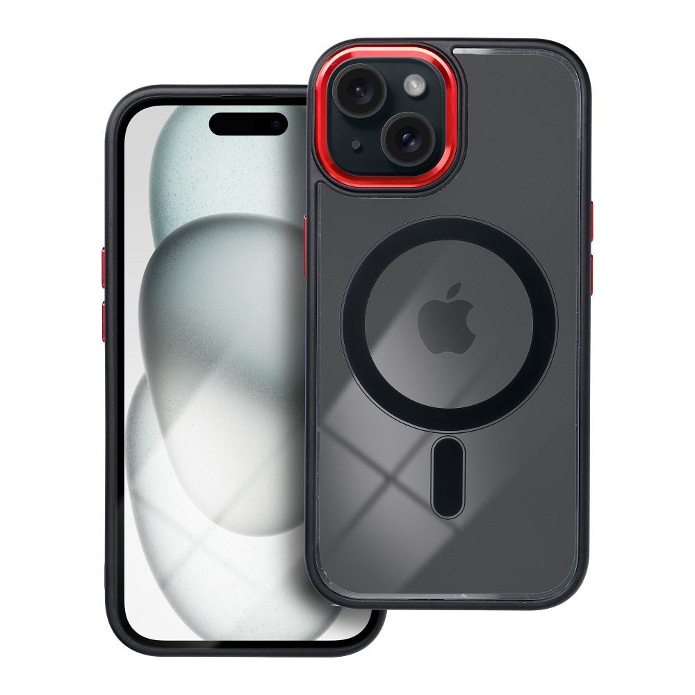 COLOR EDGE MAG COVER tok kompatibilis MagSafe-el IPHONE 15 fekete piros